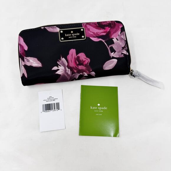 [Kate Spade] Neda Wilson Road Rose Symphony Zip Around Nylon Wallet NWT Floral - Picture 1 of 8